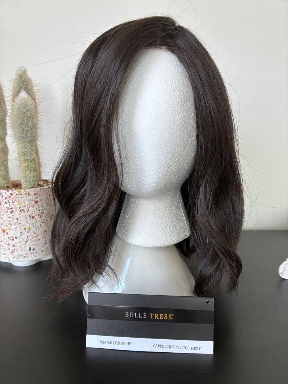 Belle Tress “Single Origin” Cappuccino with Cherry dark Brown Wig